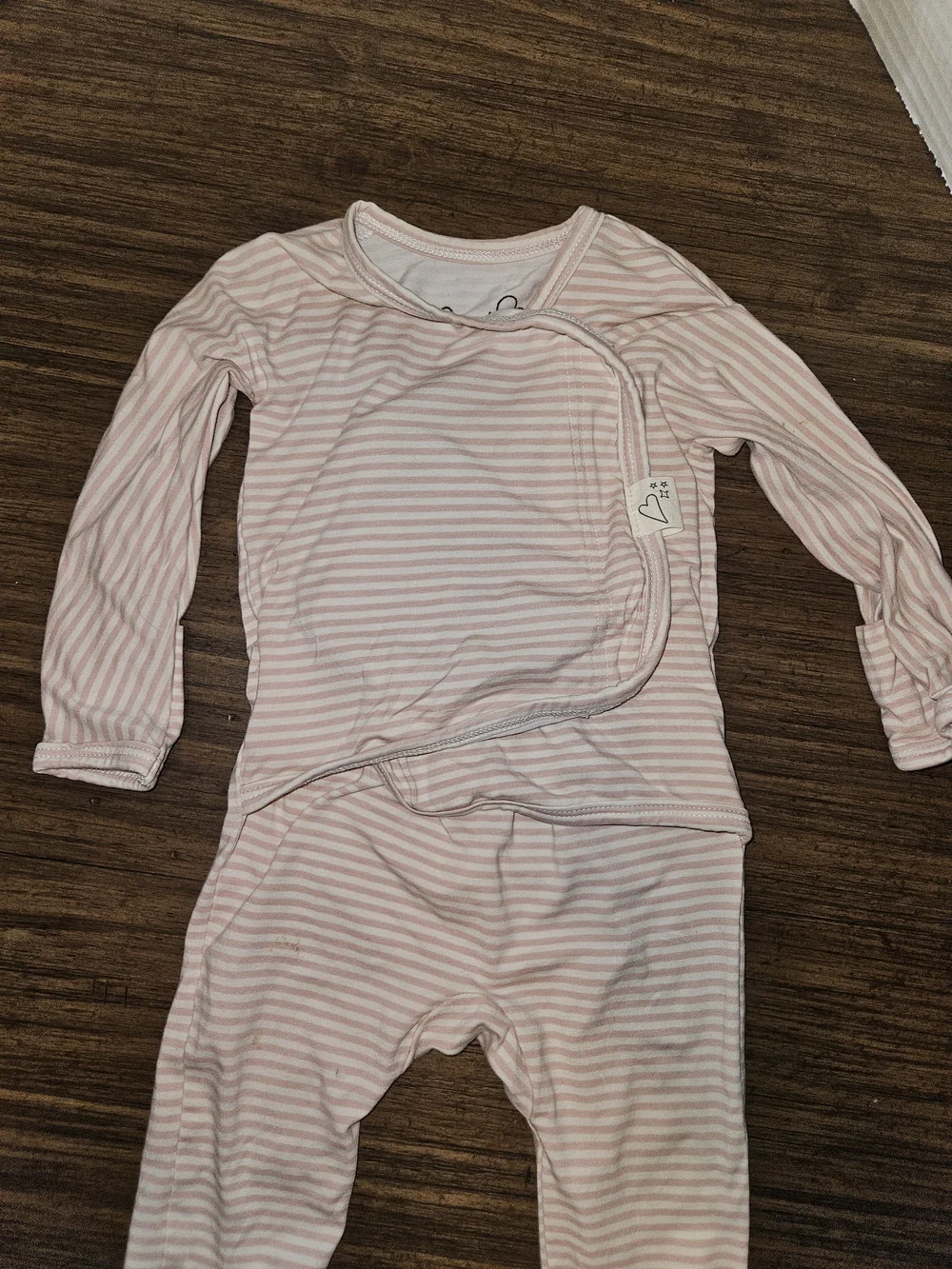 Soft Pink Stripe Footed One-Piece - Cozy Wrap Front
